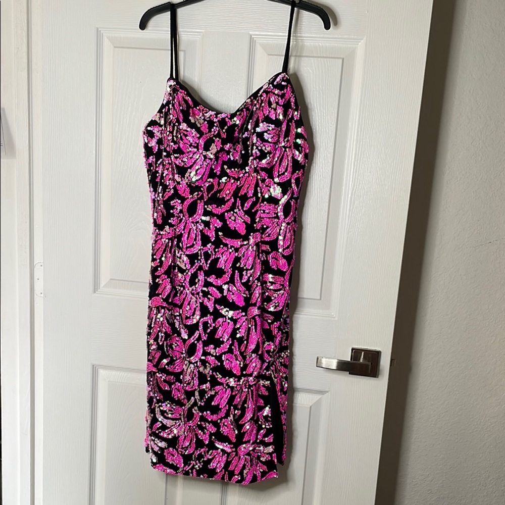 Rated PG by Prom Girl sequin & velvet spaghetti strap mini dress Y2K